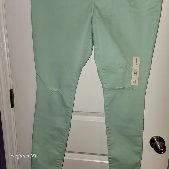 Old Navy Seafoam Green Rockstar mid-rise jeans Sz: 16 NWT - Picture 7 of 8